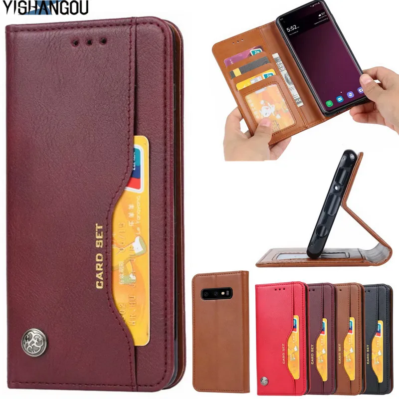 

YISHANGOU Retro PU Leather Flip Wallet Case For Samsung S10 Plus S9 S10E Note9 M10 M20 A9 A7 A9S A6S A6 A8 2018 J4 Prime J6 J8