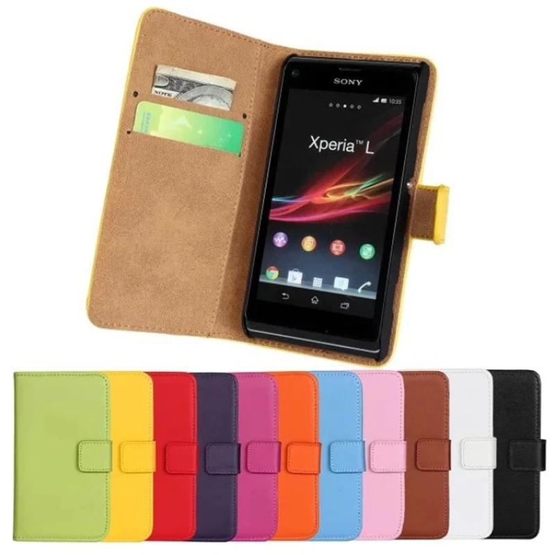 Funda para Sony Xperia S36h Funda de cuero tapa Fundas Capa teléfono celular L S36H Etui genuino cartera Accesorios Bolsos|leather case|case covercoque sony - AliExpress