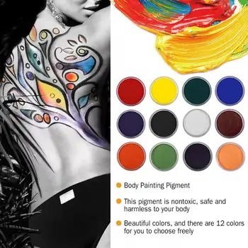 

12 Colors Professional Water-based Matte Body Face Painting Pigment Stage Face Color Makeup Body Painting Tattoo Pigments