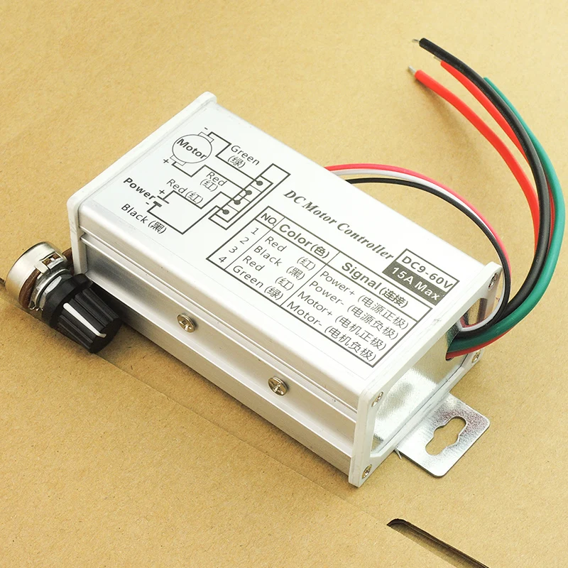 

DC motor speed governor 9V12V24V36V48V60V15APWM speed control switch metal case