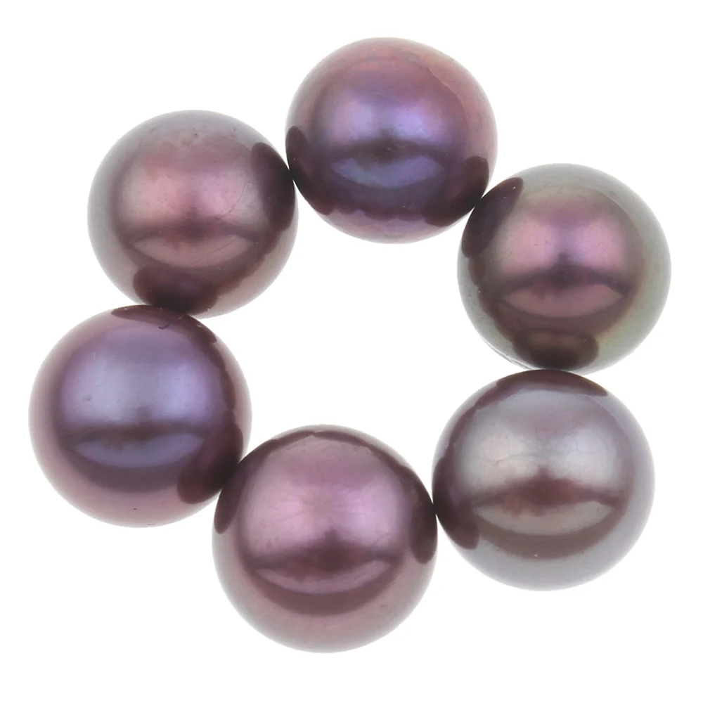 

YYW Half Drilled Cultured Freshwater Pearl Beads,new arrival, Button, half-drilled, dark purple, 7-7.5mm Sold By Pair
