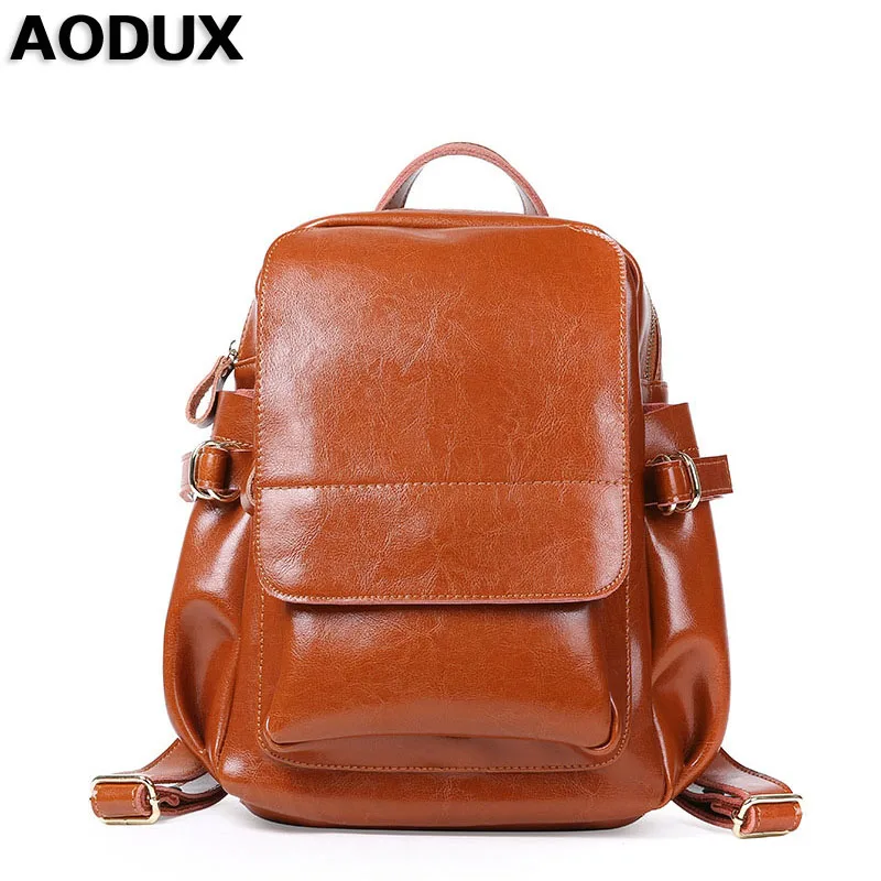 Buy AODUX Genuine Leather Women's Backpack Vintage
