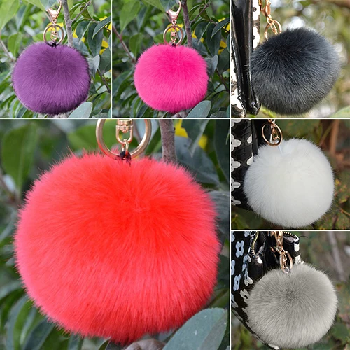 

Hot Furry Ball Keychain Bag Key Hanging Tail Accessories Rabbit Fur Key Ring 6RFZ