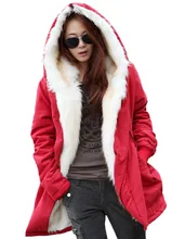 Women Lady Hooded Long Coat Fleece Warm Thick Casual Outerwear Stylish