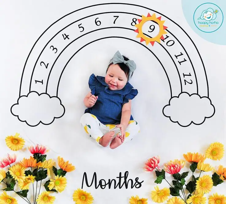 

Baby Blanket Newborn Swaddle Stroller Bedding Wrap Photo Background Cloth Monthly Growth Number Photography Props