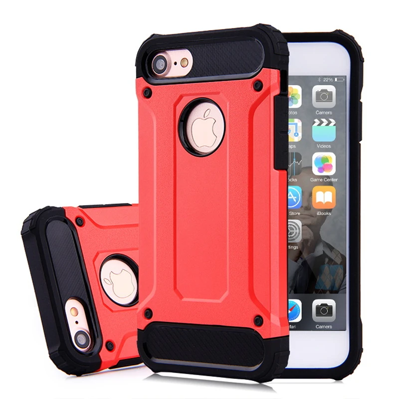 50pcs Shockproof Hard Silicone Case 2 Layer TPU PC Hybrid Heavy Duty