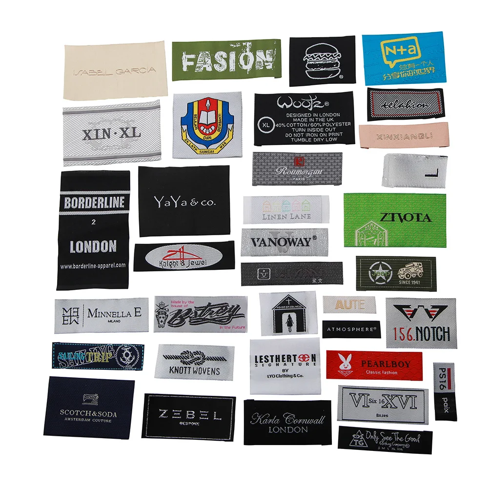 Customized garment sewing tag for clothing tags brand logo label custom hand made woven labels ...