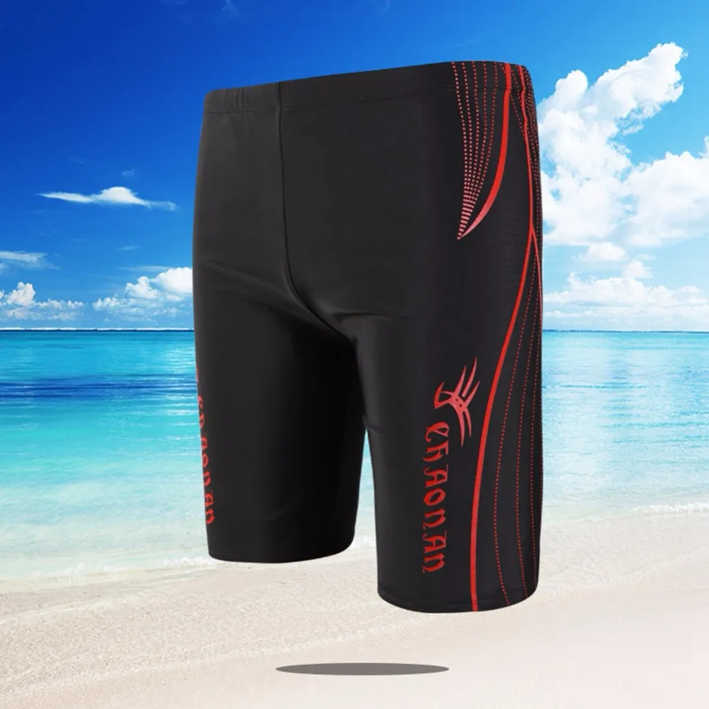 

Hot Shark Swimming Trunks Men Drawstring Breathable Nylon Spandex Fifth Pants Swimwear Swimsuit Shorts Diving Surfing