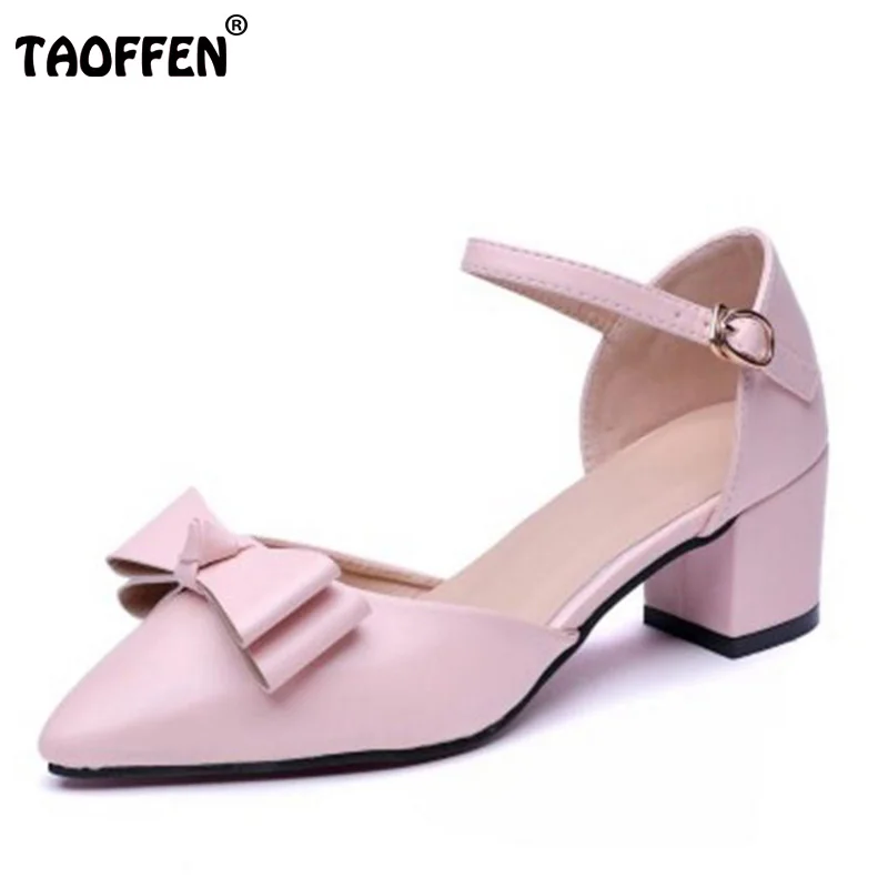 

TAOFFEN Women Pointed Toe High Heel Sandals Bowtie Ankle Strap Sandals Summer Daily Office Shoes Women Footwear Size 35-40