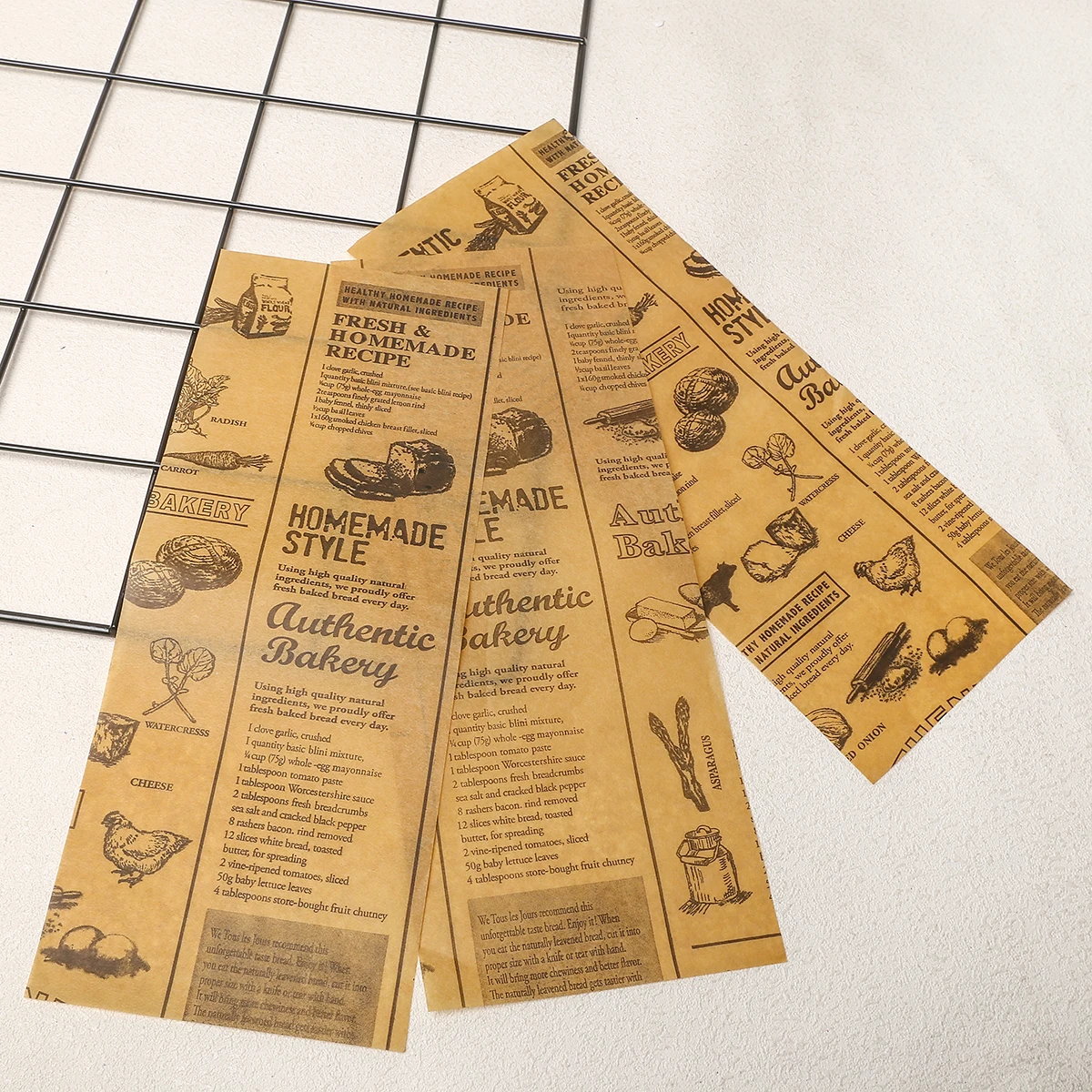 50pcs 25x10cm Oil-proof Paper Food Basket Liners BBQ Sandwich Fast Food Wrap Paper Baking Accessories