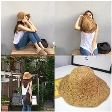 Летняя Панама женская модная ручная работа по соломенной шляпе пляжная Солнцезащитная Рыбацкая шляпа складная соломенная шляпа