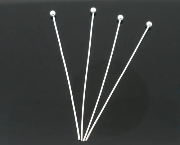 Медь шаровой головкой булавки серебристого тона 4 см(1 5/"), 0,5 мм(датчик), 30 шт