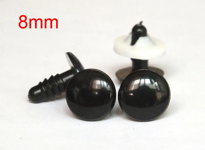 8mm Flat Safety Black Amigurumi Eyes For Doll With Plastic Washers--200pcs