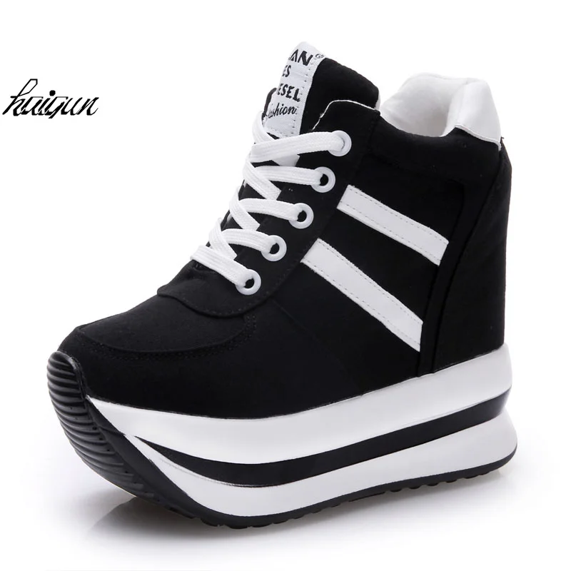

12CM new lady shoes fashion canvas casual wedge shoes woman height increase platform shoes Size 35-39