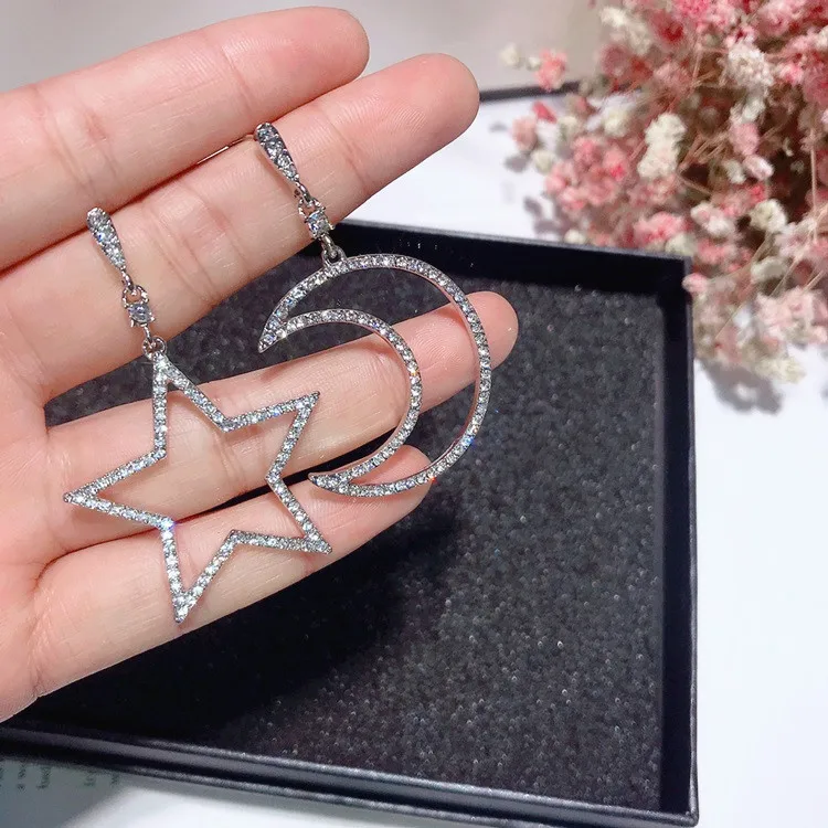 Big star moon cz Женщины Серьги Серебро 925 Сообщение гипоаллергенный fadeless сплав моды