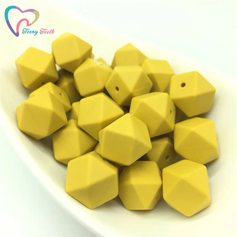 

Teeny Teeth 10 PCS Mustard Yellow Baby Accessories Silicone Hexagon Beads 17 MM Food Grade Jewelry Baby Nursing Geometric Beads