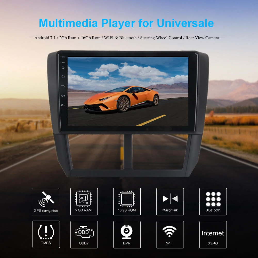Clearance Android 7.1 stereo Head Unit for Subaru forester 2008 2009 2010 2011 2012 Permanent Radio navi GPS with IPS Screen wifi free map 0