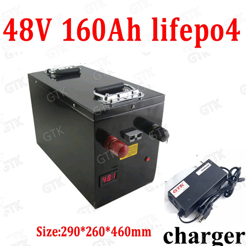 

GTK lithium 48v 160AH lifepo4 battery BMS 16S for 4800W tricycle golf cart Solar energy storage scooter inverter + 10A charger