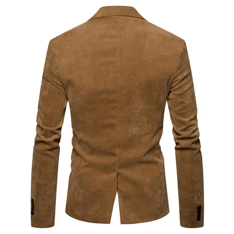 Мужское пальто, повседневное вельветовое приталенное пальто с длинными рукавами, блейзер с карманом, приталенный Блейзер