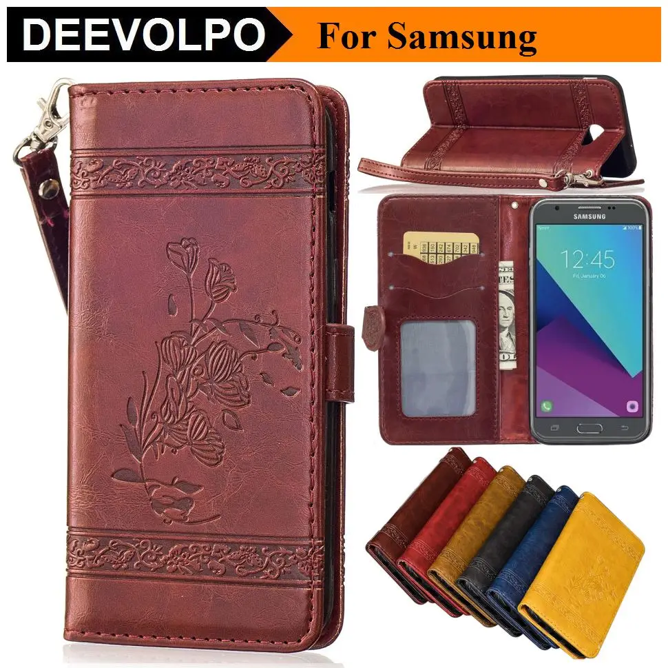

DEEVOLPO Oil Wax Pattern Phone Bag For Samsung A5 2017 A520 A320 A510 A310 J3 Emerge J5 Prime J7 2016 S5 S6 S7Edge S8Plus DP11I
