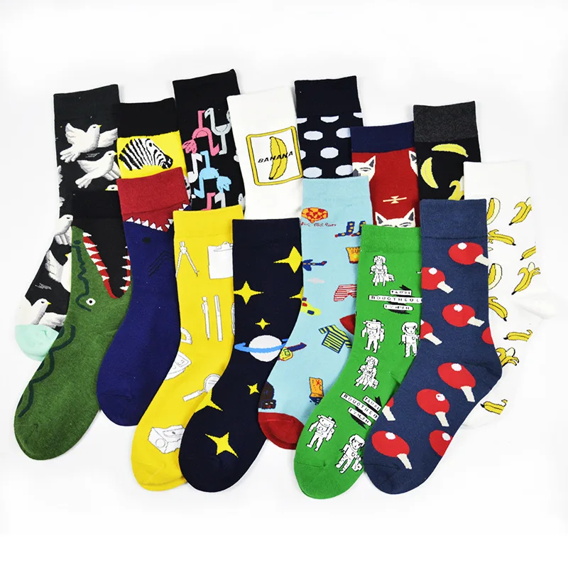 

Harajuku Funny Cartoon Animal Pattern Couples Socks Europe and America Hip Hop Skateboarding Wind Net Red Socks