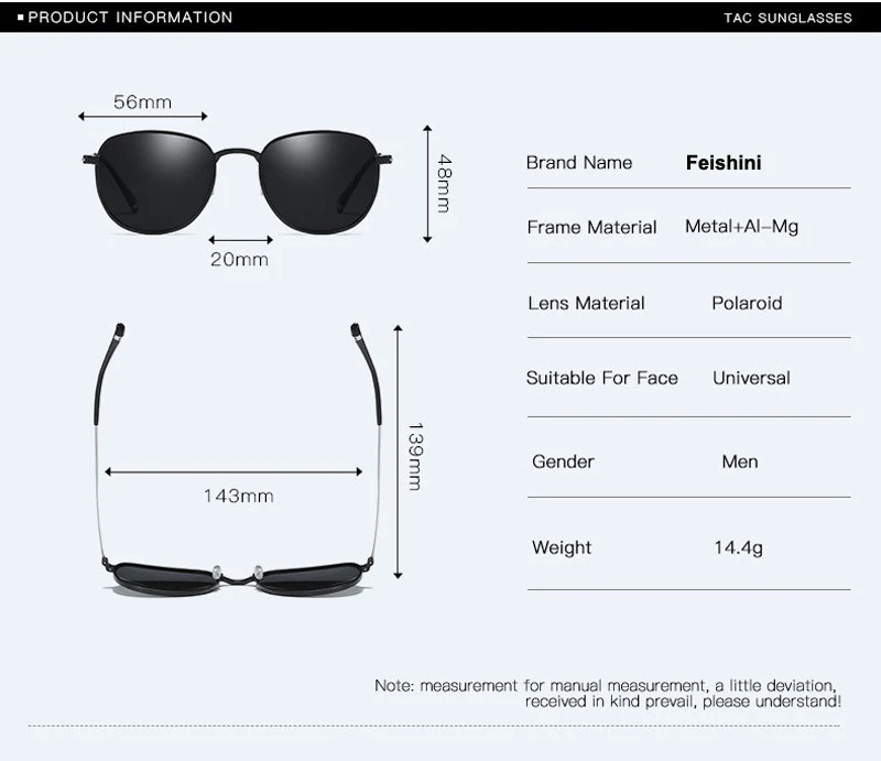 FEISHINI Брендовая дизайнерская обувь модные солнцезащитные очки унисекс покрытие алюминиевые солнцезащитные очки Для мужчин поляризационные Круглый Мужской очки для Для женщин