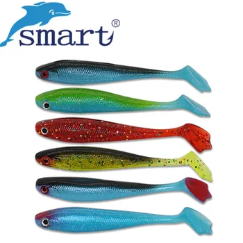 

SMART 6Pcs 90mm 6.2g Soft Fishing Lure 3D Eyes Sequin Fishing Wobblers Silicone Isca Artificial Para Pesca Leurre Souple Baits