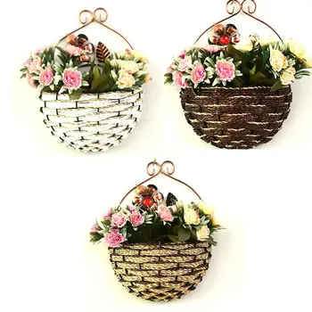 

European-style Iron Art Rope Artificial Wall Hanging Flower Green Plant Basket Wall Hanging Flower Pot