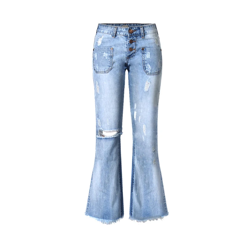 Широкие брюки Distressed Flared Jeans Для женщин Rasgado Para как Mulheres деним Костюмы 2018 Винтаж