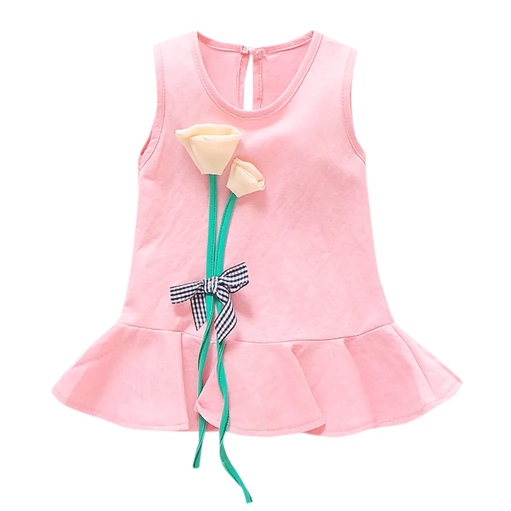 

Girls pink dress Sleeveless Flowers Floral Party Princess Dresses Clothing baby girl dress vestido infantil bebek elbise