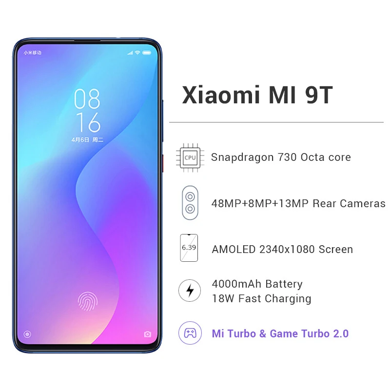 Глобальная версия Xiaomi mi 9T(Red mi K20) 6GB 64GB Восьмиядерный процессор Snapdragon 730 6,3" 48MP Тройная всплывающая камера NFC 4000mAh смартфон