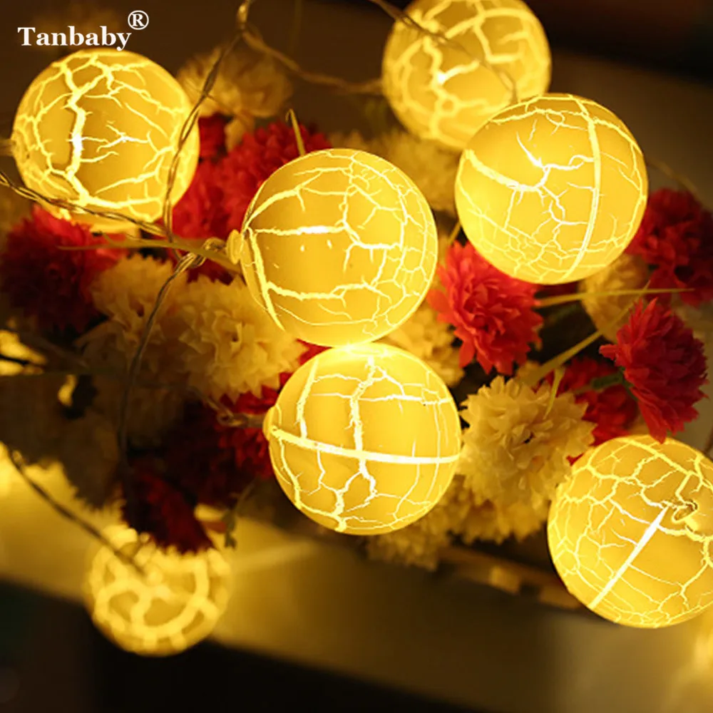 

Tanbaby 10PCS/20PCS Color Crack Ball LED String Light 6CM Globe Ball Fairy Light For Party Wedding New Year Christmas Decoration