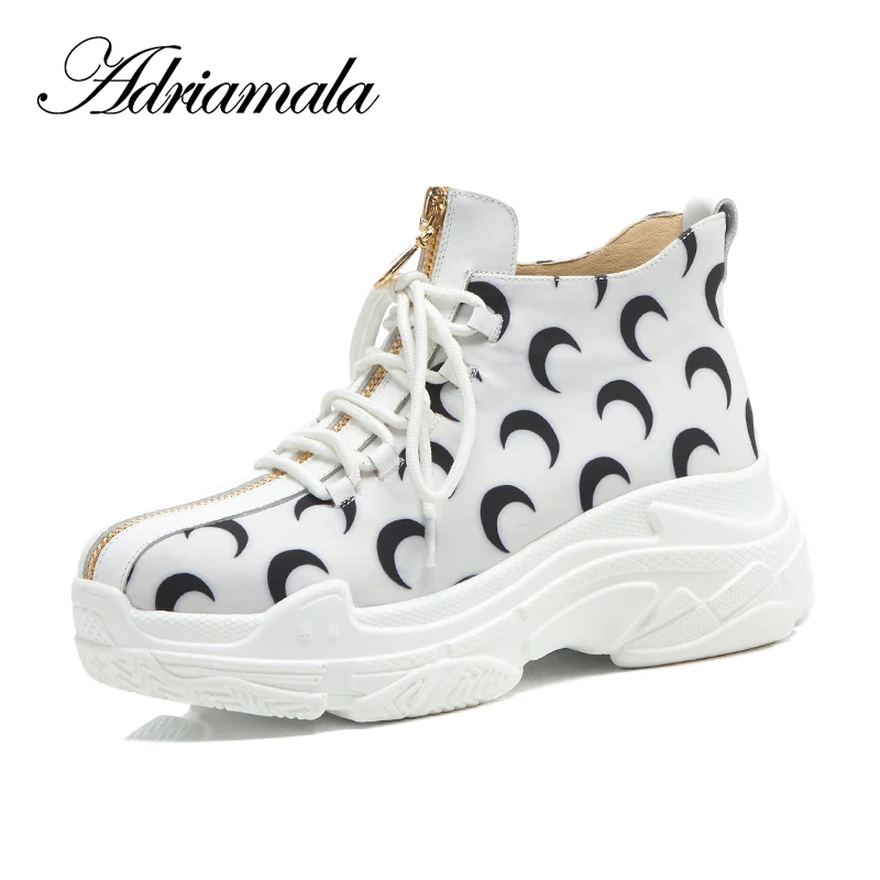 

2018 Genuine Leather Ladies High Heel Boots Round Toe Wedges Zipper Cow Leather New Ankle Boots Women Fashion Adriamala