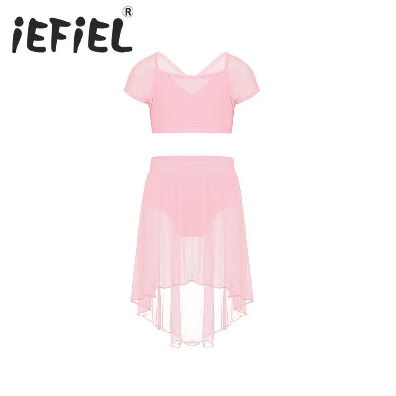 Us 8 23 37 Off Cute Kids Children Girls Ballet Leotard Splice Cap Sleeves Outfits Dancer Performance Clothes Set For Ballet Dance Gym Workout In