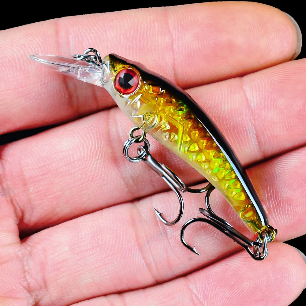 

Minnow 1pc Fishing Lures 6cm-2.36 Hard Lure 6 colors Fishing Tackle 8# Hook 3.5g Artificial Bait With Top Sunlure 3D Print Lure