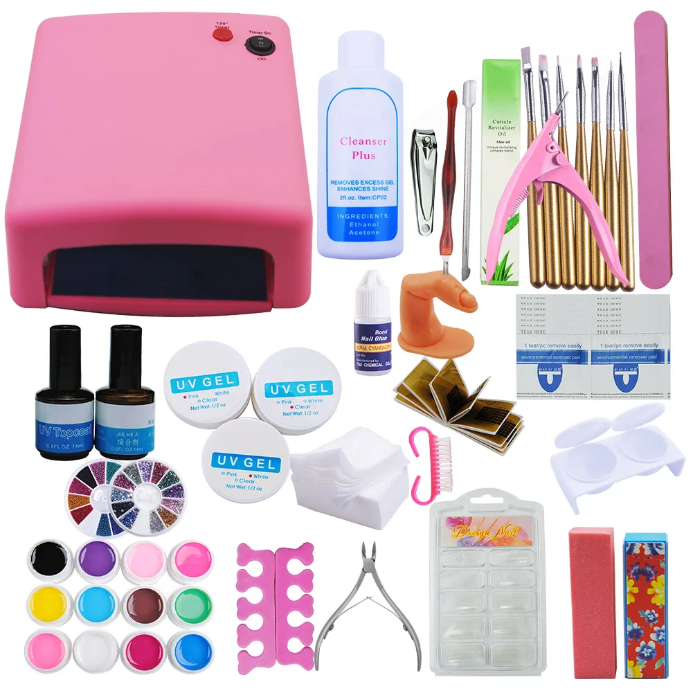 

Manicure Set Pedicure Tools Kit 36W UV Lamps UV Gel Polishes Kit Nail Art Kit Soak Off UV Gel Polish Vanishes Base Topcoat