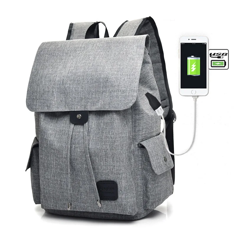 Moda USB carga ordenador portátil Mochila para los hombres y las mujeres Mochila mochilas para niñas Mochila de viaje