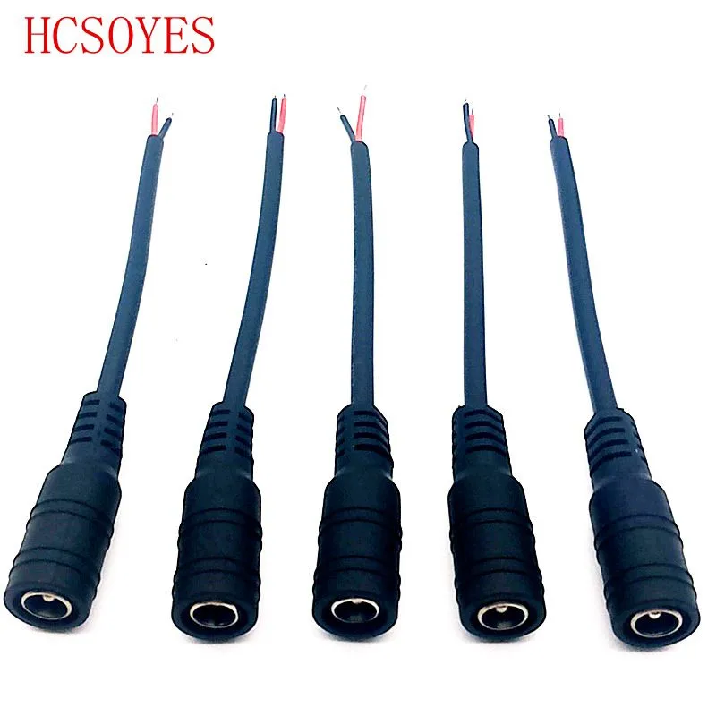 HCSOYES Женский штекер питания постоянного тока адаптер Соединительный кабель для светодиодной косички разъем провода для 3528 5050 полосы CCTV IP камера DC 5,5x2,1