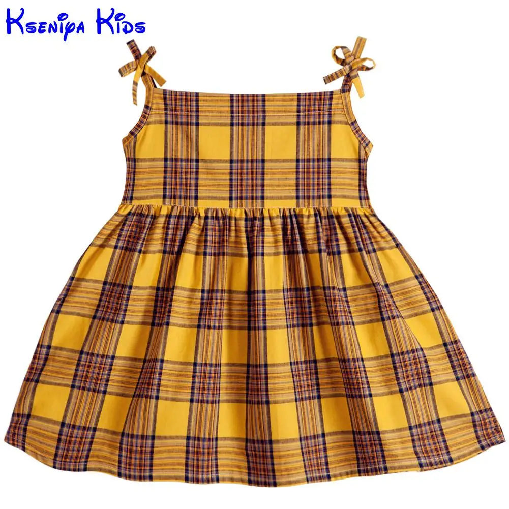 Ксения Для детей, на лето для девочек желтый скольжения Детские платья для девочек для маленьких девочек одежда 6 лет девочек дизайнерские