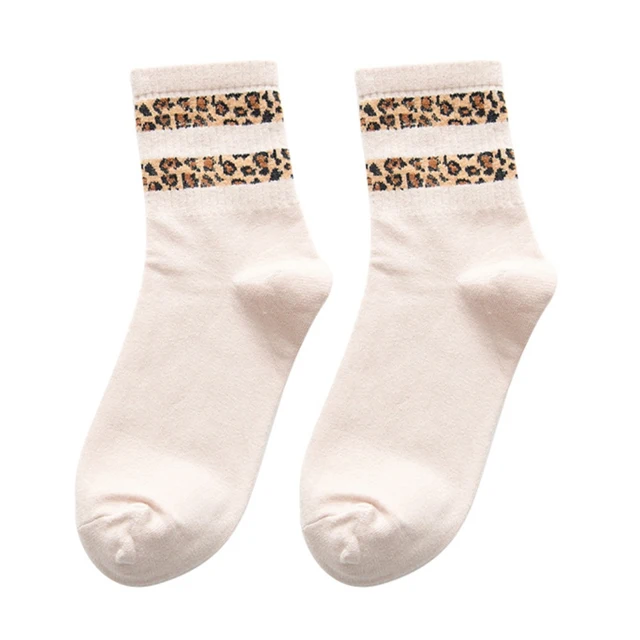 Women Fashion Spring Autumn Retro Animal Print Cotton Socks Preppy
