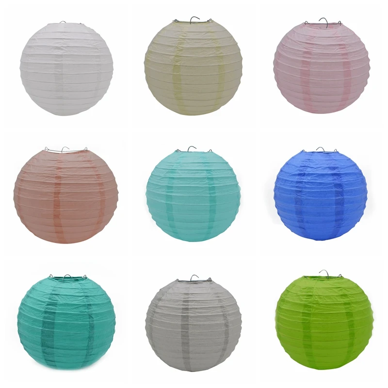 1pcs 20cm/25cm/30cm Colorful Chinese Round Hanging Paper Lanterns lamps Paper Crafts Party Festival Wedding Home DIY Decoration