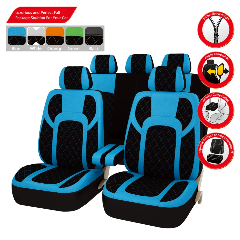 

Car-pass Universal Car Seat Cover Green Orange Blue Pu Leather Seat Covers Fit For land cruiser 100 chrysler 300c mazda cx3
