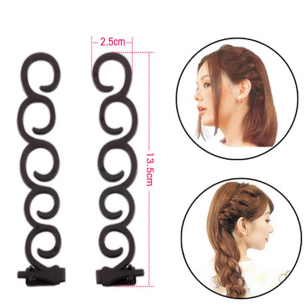 

2PCS Fashion Women Braid Plaiting Twist Hair Styling Tool Braider Roller Hook Bun Maker Hair Accessories Dropshipping
