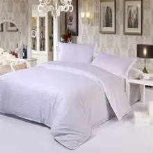 White Streak Hotel home textile bedding set queen king size 4pcs solid color comforter/duvet cover bed sheet bedclothes cotton