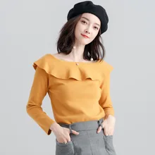 2018 Autumn and winter new stylish ruffles collar knitted sweater women's bottoming sweater shirt autumn SJ1008 2018 Autumn and winter new stylish ruffles collar knitted sweater women's bottoming sweater shirt autumn SJ1008