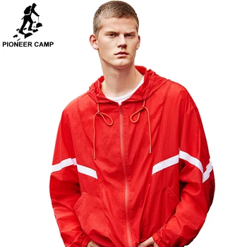 

Pioneer Camp Fashion Jacket Coat Men Patchwork Sunscreen Jackets Long Sleeve Hooded Clothes Men Bright clothes cool AJK901049
