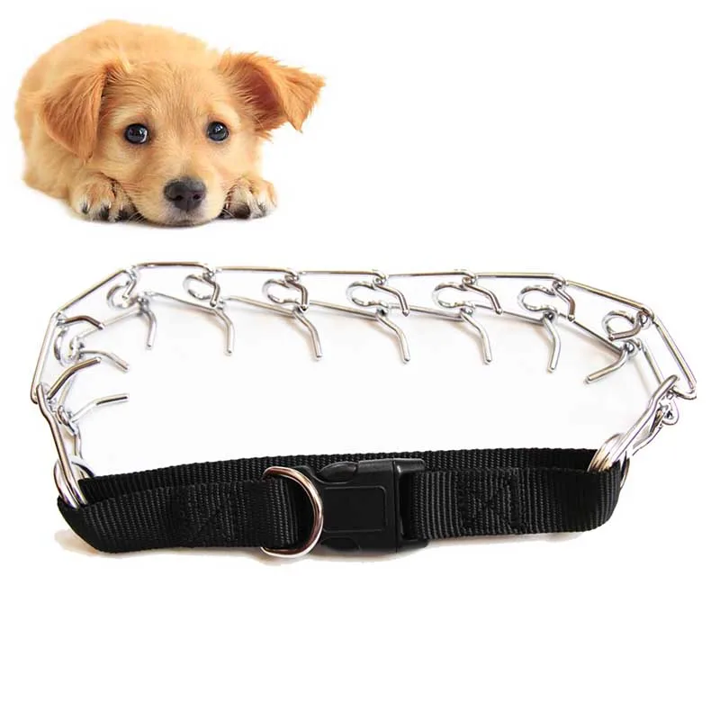 Iron Dog Collar Strong Professional Metal Nylon Pinch Dog Training