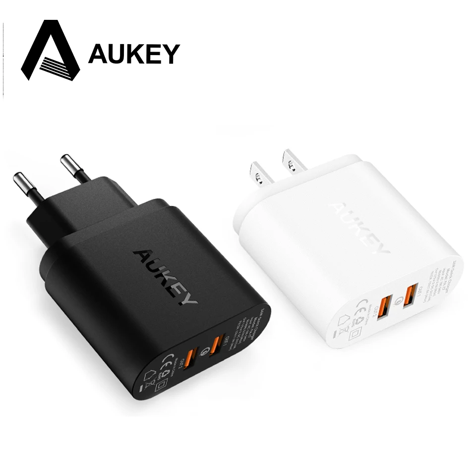 AUKEY 2 Порты быстрая Зарядное устройство 2,0 USB Smart стены Зарядное устройство Адаптивная США ЕС Plug с Micro USB кабель для передачи данных QC 2,0 быстрое зарядное устройство для путешествий