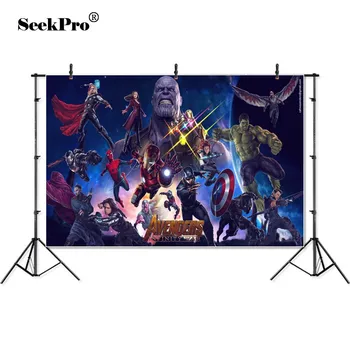 

Vinyl Backgrounds Avengers Super Hero Thanos Captain America Spider man Planet Custom Photo Studio Backdrop Polyester Banner