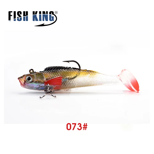 FISH KING 1 шт., мягкая рыболовная приманка, свинцовая головка джига с Тройной крюк-воблер, наживка, Тонущая, Отсадочная, для ловли рыбы, щуки - Цвет: 073